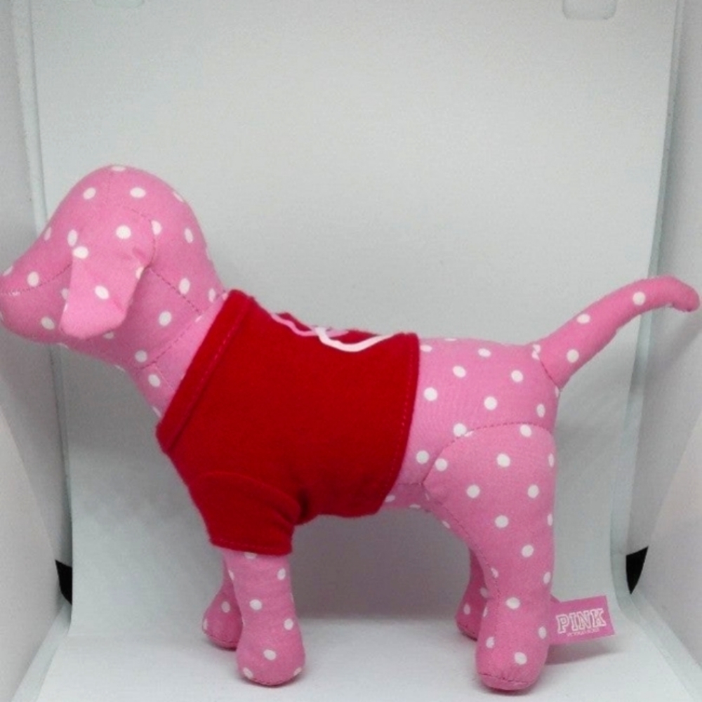 PINK by Victoria's Secret Pink Polka Dot Peace and Love Small Plush Dog